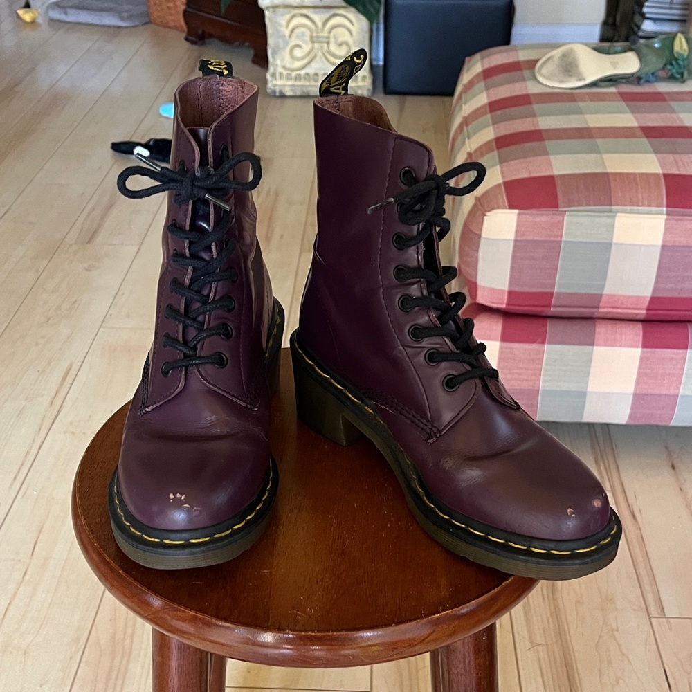 Dr. Martens Women's Dark Purple AirWair with bouncing soles Boots size 8